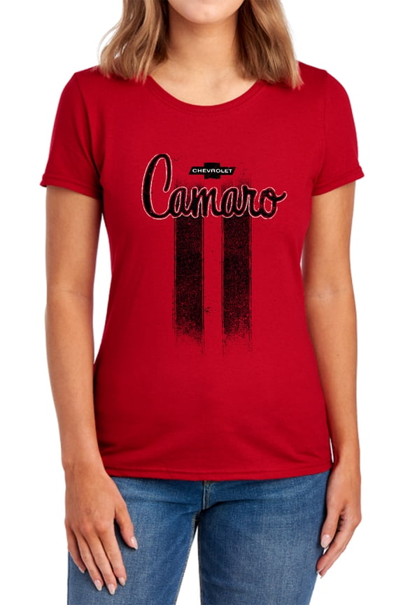 Camaro Stripes Women's T Shirt (Medium) Red