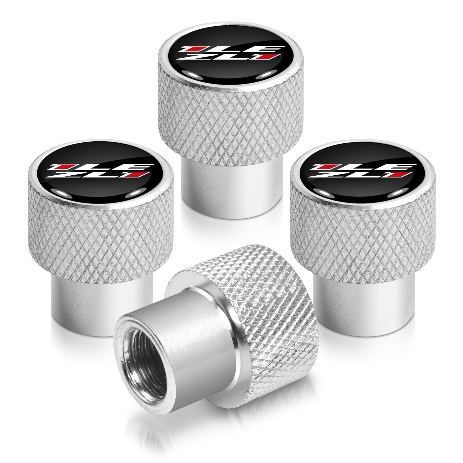 Chevrolet Camaro ZL11LE Logo Black Shining Silver Aluminum Tire Valve Stem Caps