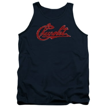 Chevrolet Chevrolet Script Distressed Adult Tank Top Navy