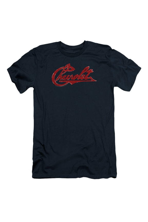 Chevrolet Chevrolet Script Distressed S/S Adult 30/1 T-Shirt Navy