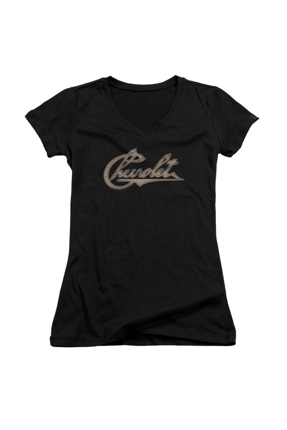 Chevrolet Chevy Script Junior Women's T-Shirt V-Neck Black