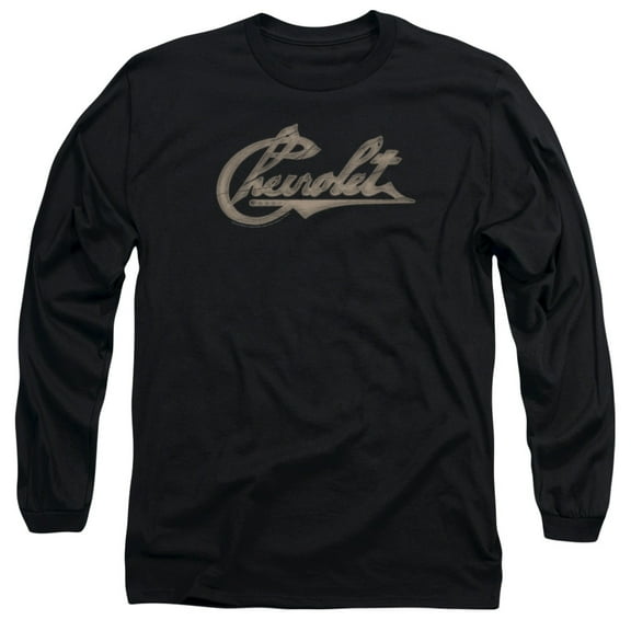 Chevrolet Chevy Script Long Sleeve Adult 18/1 T-Shirt Black