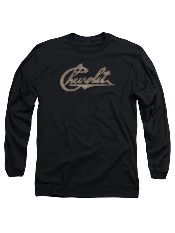Chevrolet Chevy Script Long Sleeve Adult 18/1 T-Shirt Black