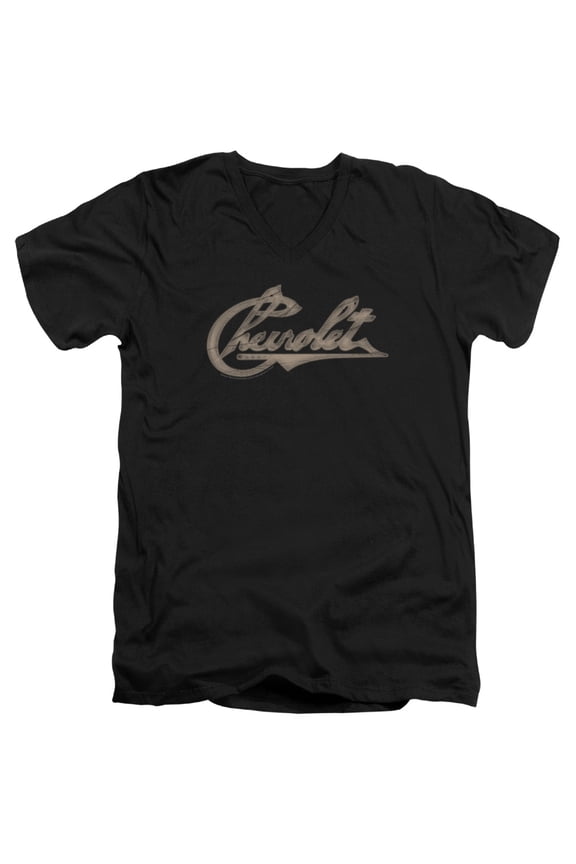 Chevrolet Chevy Script S/S Adult V-Neck 30/1 T-Shirt Black