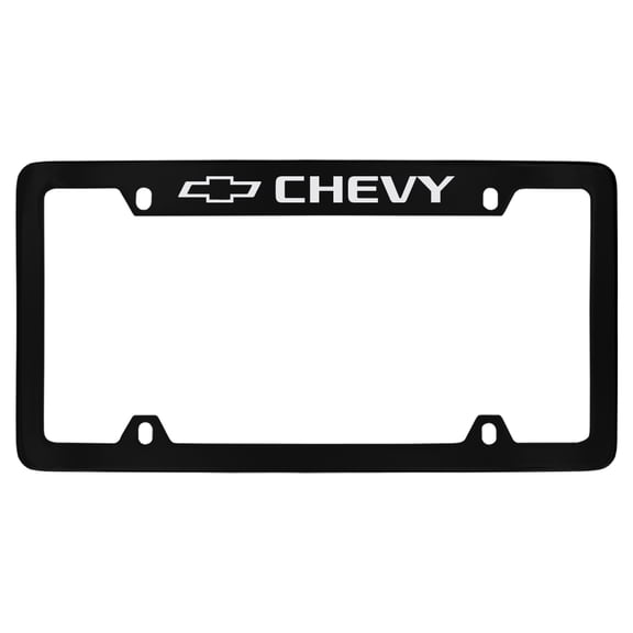 Chevrolet Chevy wordmark black coated metal license plate frame Holder