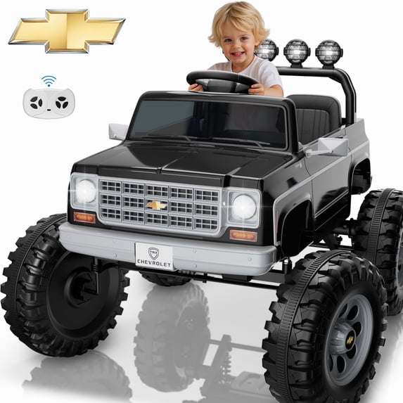 Chevrolet Cheyenne 24 Volt Ride on Toys with Remote, Ride on Truck for Big Kids 3-8 Years, Wisairt Power Car Wheels with 2 Seater, Black