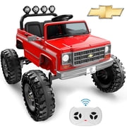 24V 2 Seater Ride on Cars, Licensed Chevrolet Cheyenne Powered Ride on Toys Truck with Remote Control, 4 Wheels Spring Suspension, LED Light, Electric Cars for Kids Ages 3-8 Gifts, Red