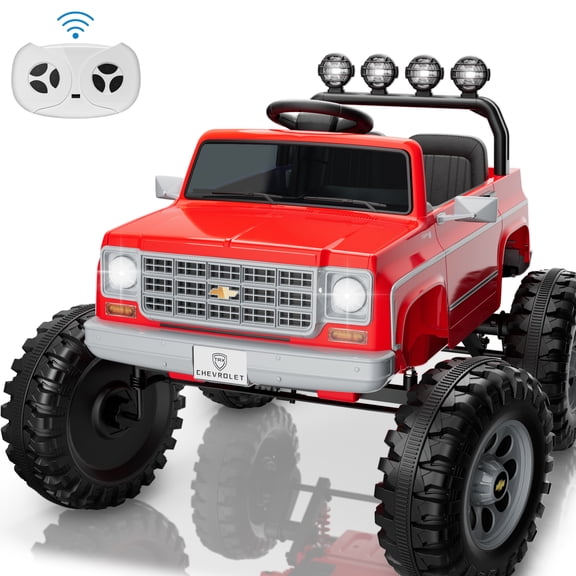 Chevrolet Cheyenne 24 Volt Ride on Toys with Remote, Ride on Truck for Big Kids 3-8 Years, Wisairt Power Car Wheels with 2 Seater, Red