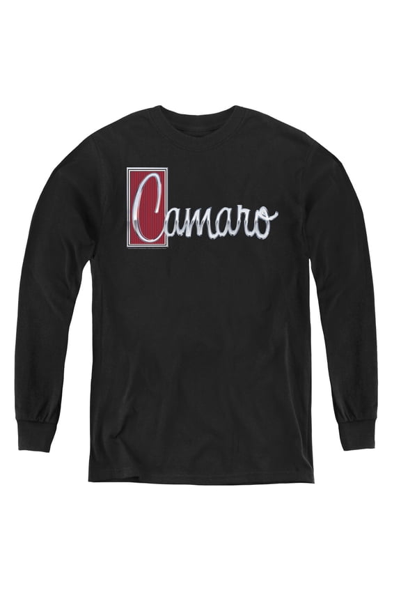Chevrolet Chrome Script Youth Long Sleeve T-Shirt Black