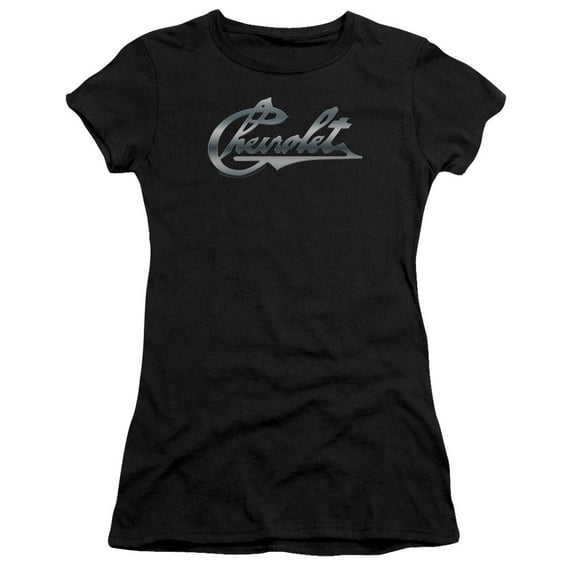 Chevrolet - Chrome Vintage Chevy Bowtie - Juniors Teen Girls Cap Sleeve Shirt - Large