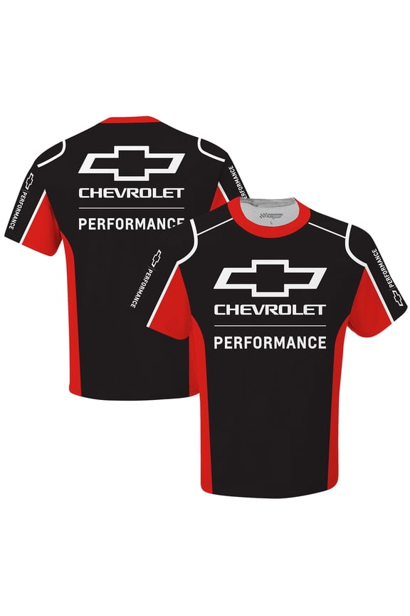 Men's Checkered Flag Sports Black Chevrolet Uniform T-Shirt