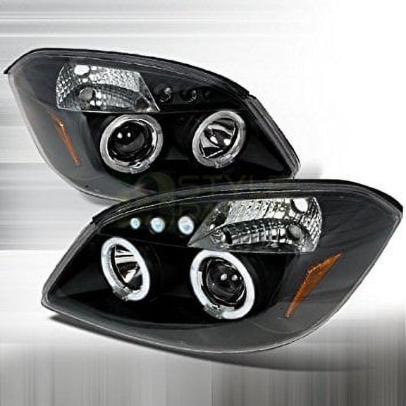 Chevrolet Cobalt 2005 2006 2007 2008 2009 2010 LED Halo Projector Headlights - Black Smoke
