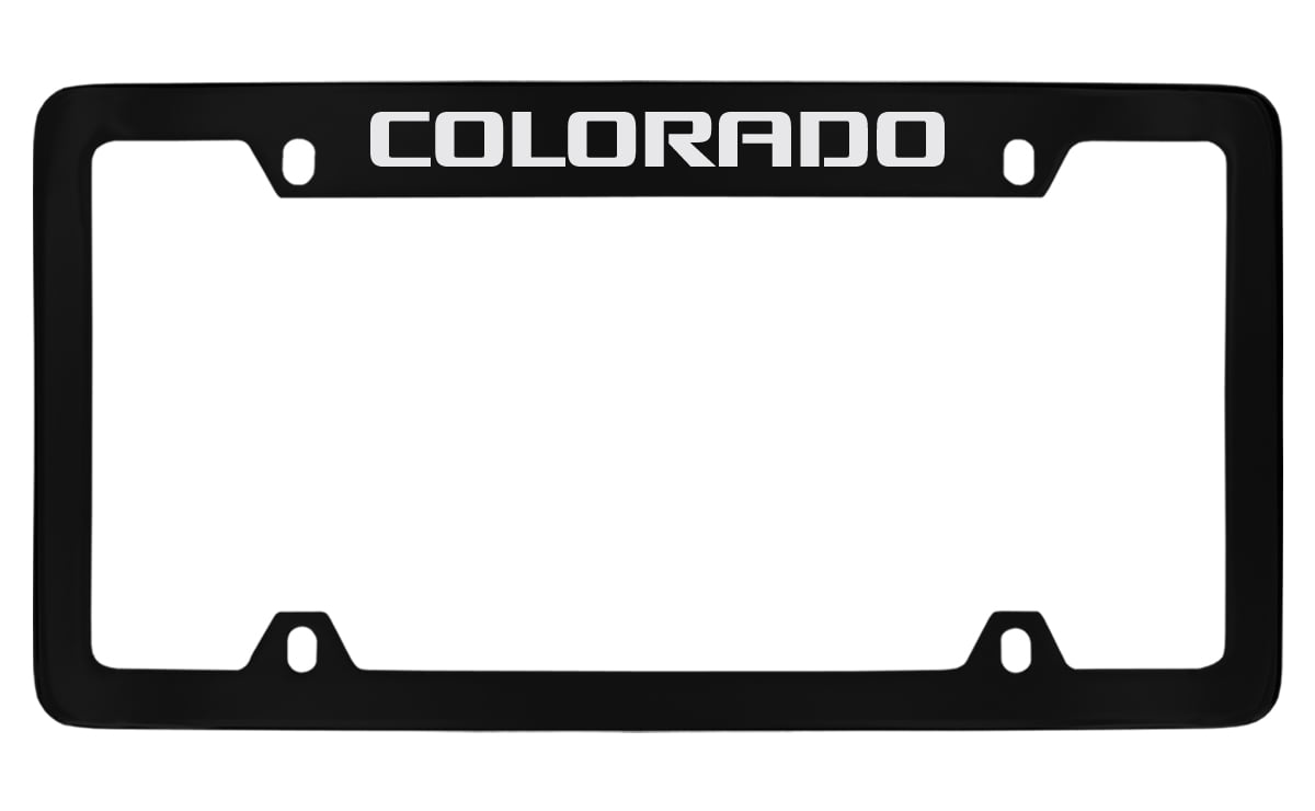 Chevrolet Colorado wordmark black coated metal license plate frame holder