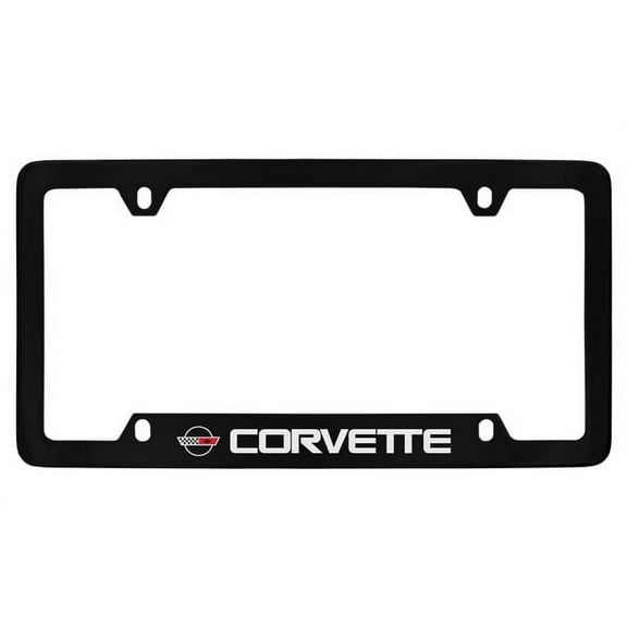 Chevrolet Corvette C4 Black Coated Metal Bottom Engraved License Plate Frame