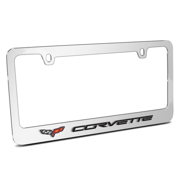 Chevrolet Corvette C6 3D Embossed Letters on Mirror Chrome Metal License Plate Frame