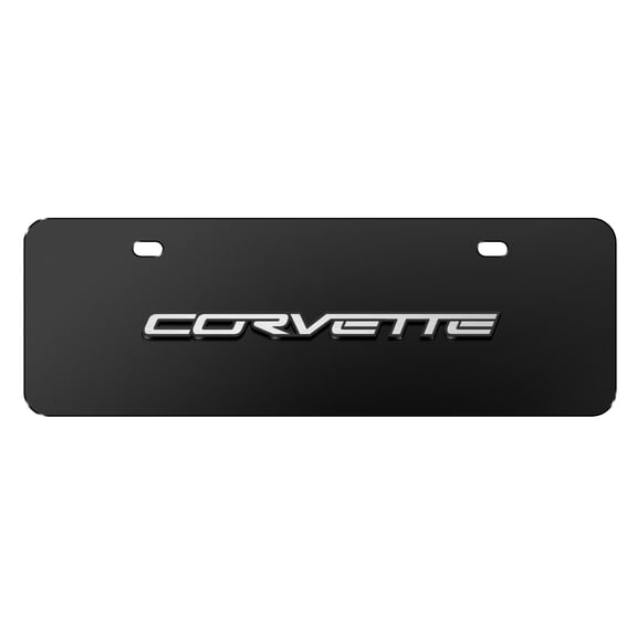 Chevrolet Corvette C6 3D Logo 12" x 4.25" European Look Black Half-Size Stainless Steel License Plate