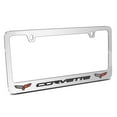 thumbnail image 1 of Chevrolet Corvette C6 Dual Logo 3D Embossed Letters on Mirror Chrome Metal License Plate Frame, 1 of 8