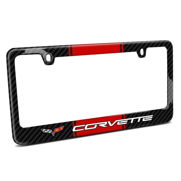 Chevrolet Corvette C6 Red Racing Stripes Real Carbon Fiber License Plate Frame