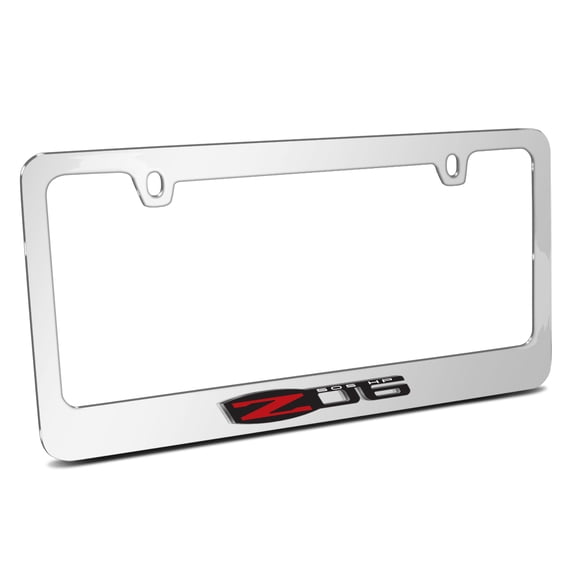 Chevrolet Corvette C6 Z06 3D Embossed Letters on Mirror Chrome Metal License Plate Frame