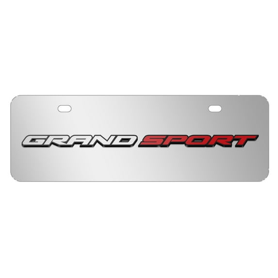 Chevrolet Corvette C7 Grand-Sport in 3D Logo 12" x 4.25" European Look Chrome Half-Size Stainless Steel License Plate