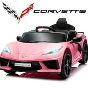 Chevrolet Corvette C8 Licensed Ride on Car,Wisairt 12 V Battery Powered Electric Vehicle w/ Remote Control,Bluetooth,LED Lights and Heightened Windows(Pink)