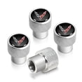 thumbnail image 1 of Chevrolet Corvette C8 Logo in Black on Shining Silver Aluminum Tire Valve Stem Caps, 1 of 4