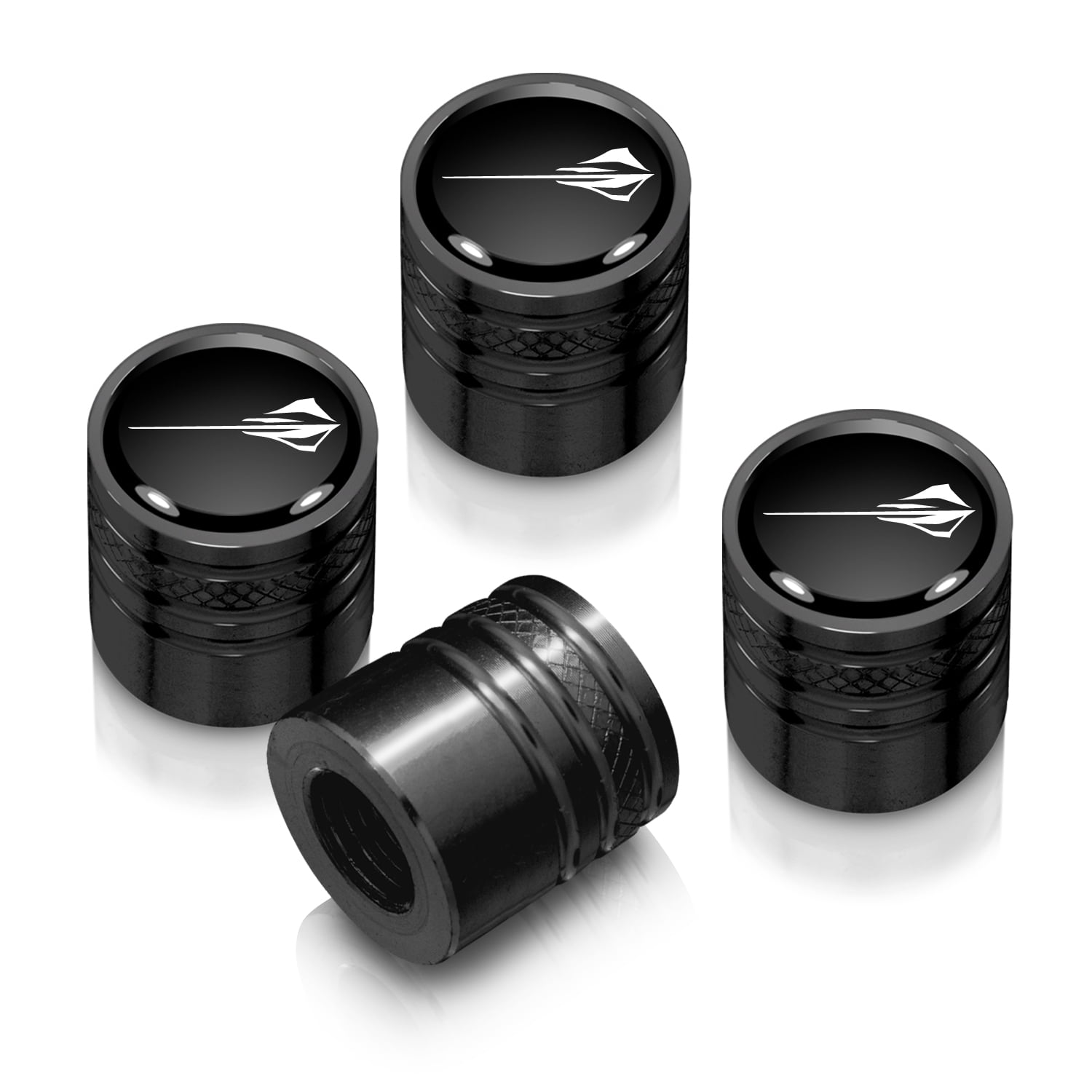 Chevrolet Corvette C8 Stingray Logo in Black on Black Aluminum Cylinder-Style Tire Valve Stem Caps