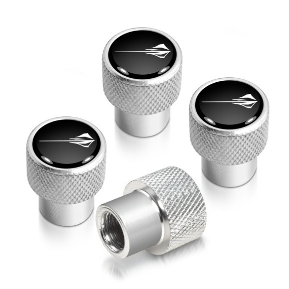 Chevrolet Corvette C8 Stingray Logo in Black on Shining Silver Aluminum Tire Valve Stem Caps