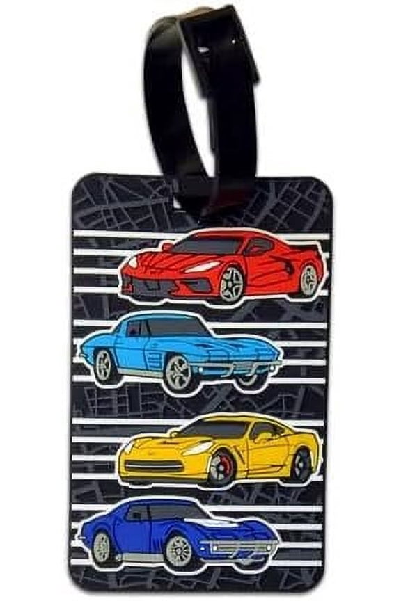 Chevrolet Corvette Luggage Tag for Suitcases - w/ID Insert and Black Vinyl Strap - Officially Licensed by GM