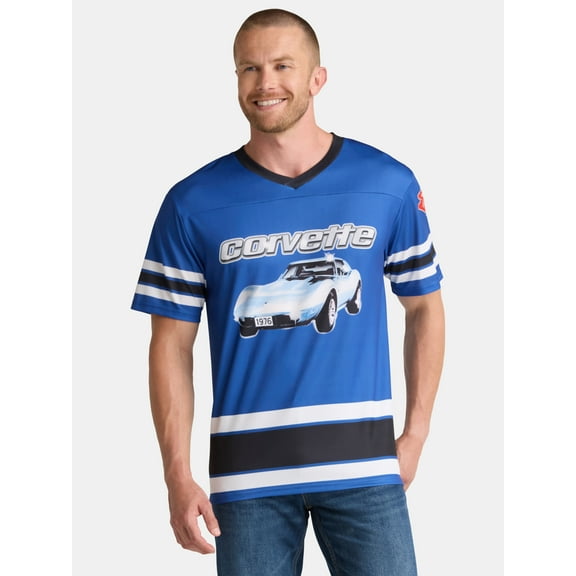Chevrolet Corvette Men's & Big Men's Graphic Mesh Soccer Jersey, Sizes XS-3XL