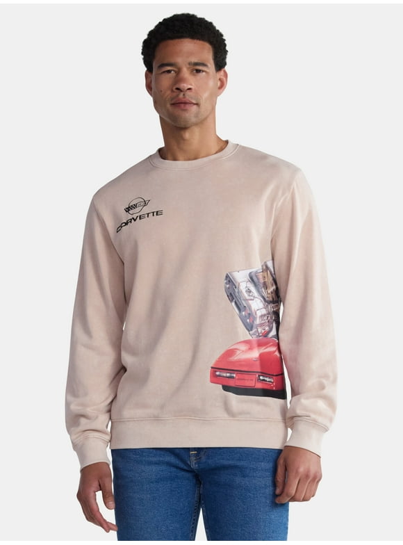 Corvette Men's & Big Men's Graphic Mineral Washed Sweatshirt, Sizes XS-3XL