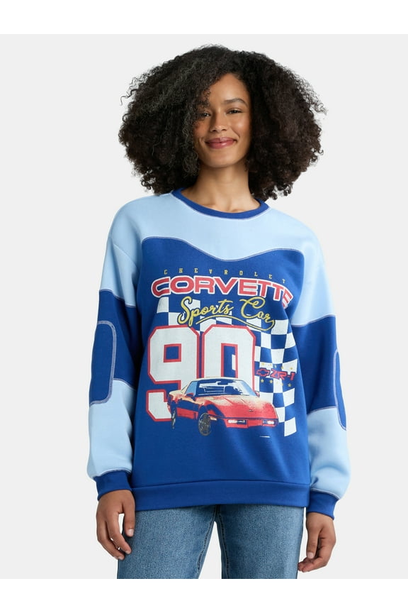 Corvette Women’s Colorblocked Graphic Sweatshirt, Sizes XXS-XXL