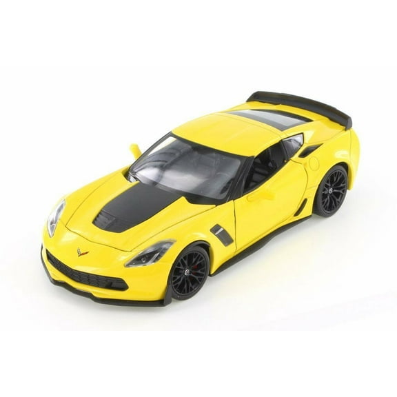 2017 Chevy Corvette Z06, Yellow - Welly 24085WYL - 1/24 Scale Diecast Model Toy Car