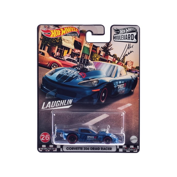 Chevrolet Corvette Z06 Drag Racer "Speed Society" Blue Metallic with Graphics "Boulevard" Series Diecast Model Car by Hot Wheels