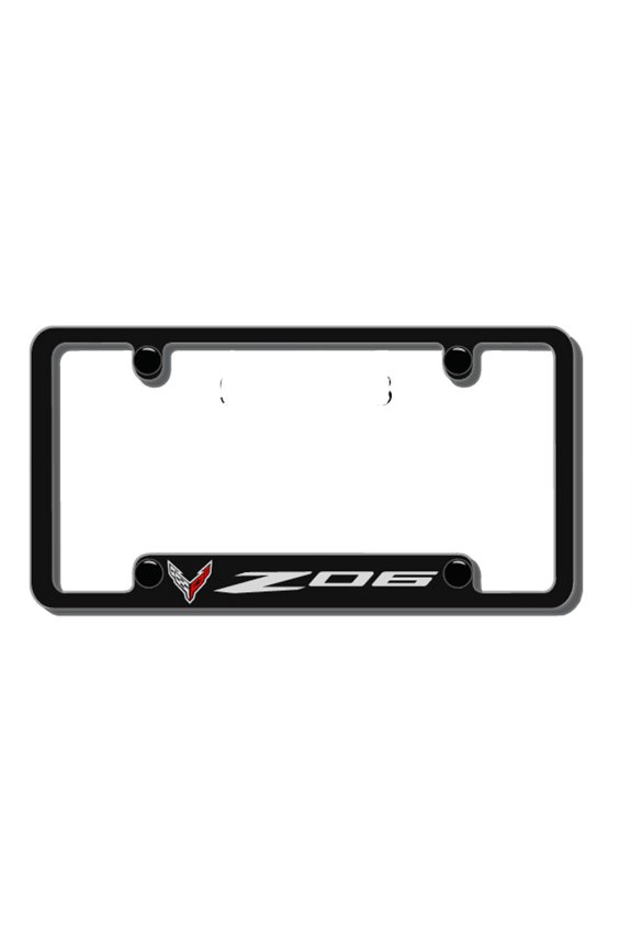 Chevrolet Corvette Z06 Logo Black Zinc License Plate Frame Official Licensed