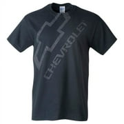 Chevrolet Distressed Bowtie Black T-Shirt - Front Print Only - L