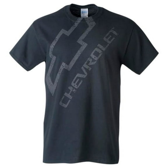 Chevrolet Distressed Bowtie Black T-Shirt - Front Print Only - XL