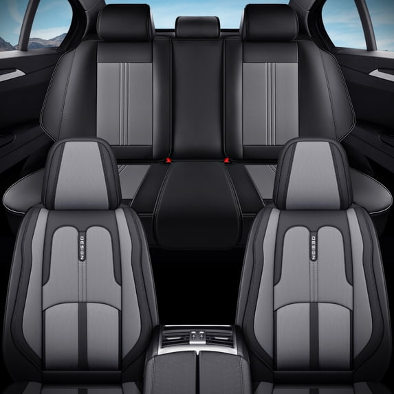 for Chevrolet Equinox 2014 Car Seat Cover, Faux Leather 360° Full Wrapped Set Airbag Compatible Beautify Interior, Black and Gray Car Seat Covers, Pet Car Seat Covers