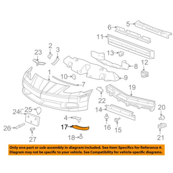 Chevrolet GM OEM Corvette Front Bumper-Spoiler Lip Chin Splitter Left 20896059