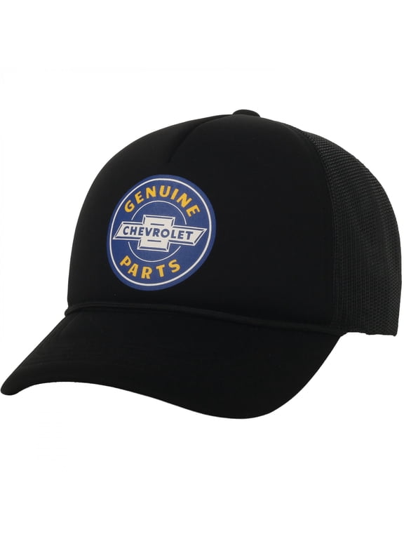 Genuine Parts Classic Logo Black Trucker Hat – High Crown, Mesh Back, One Size