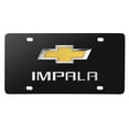 thumbnail image 1 of Chevrolet Impala Gold Bowtie 3D Dual Logo Black Stainless Steel License Plate, 1 of 5