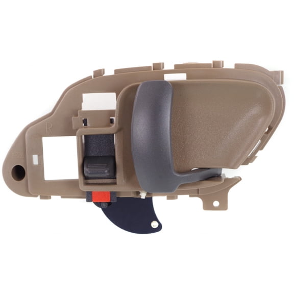 For Chevrolet K3500 Interior Door Handle Front, Passenger Side Beige bezel with primed lever (1995 - 2000) | With door lock button| Trim: Base/Silverado/Cheyenne