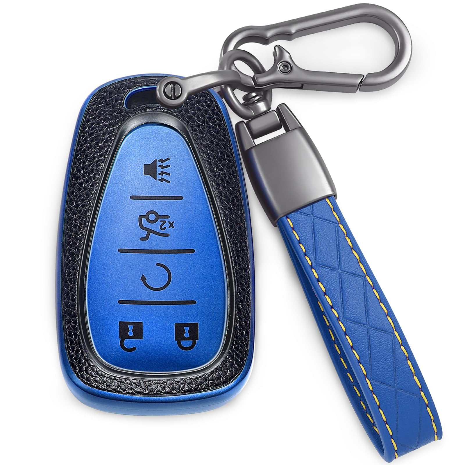 for Chevrolet Key Fob Cover Soft TPU Shell with Keychain 360 Degree Protection Key Case Holder for 2017-2023 Chevy Equinox Camaro Cruze Traverse Blazer Sonic Malibu 5 Buttons