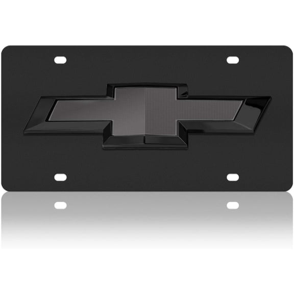 Chevrolet License Plate - Black Carbon with Black Chevy Bowtie Logo
