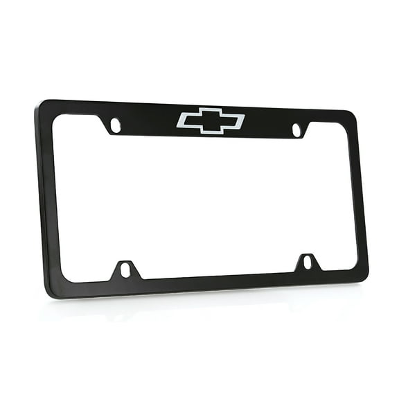 Chevrolet Logo Black Metal License Plate Frame Holder