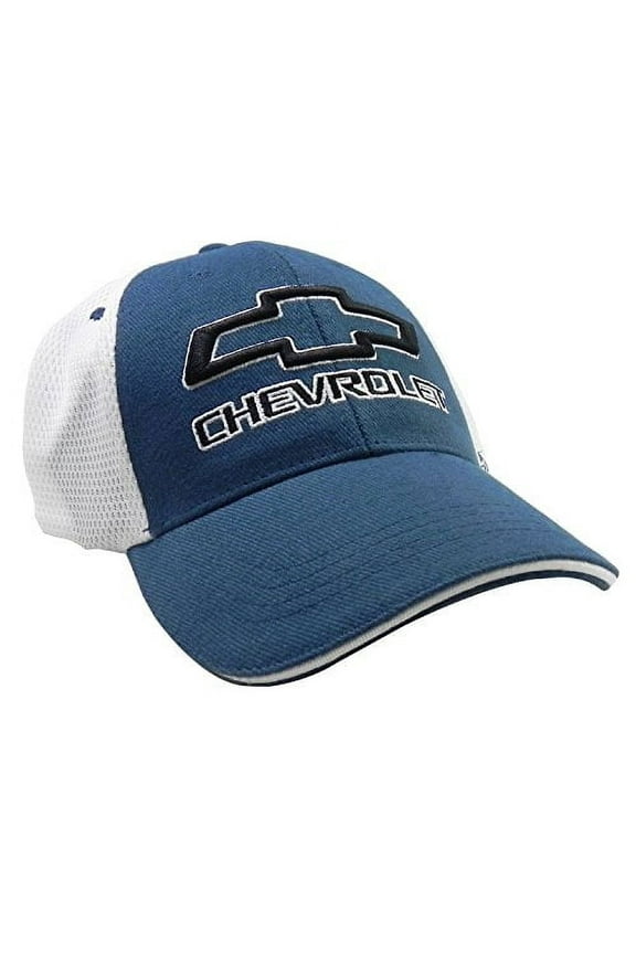 Chevrolet Logo Blue with White Mesh Back Baseball Hat Baseball Cap