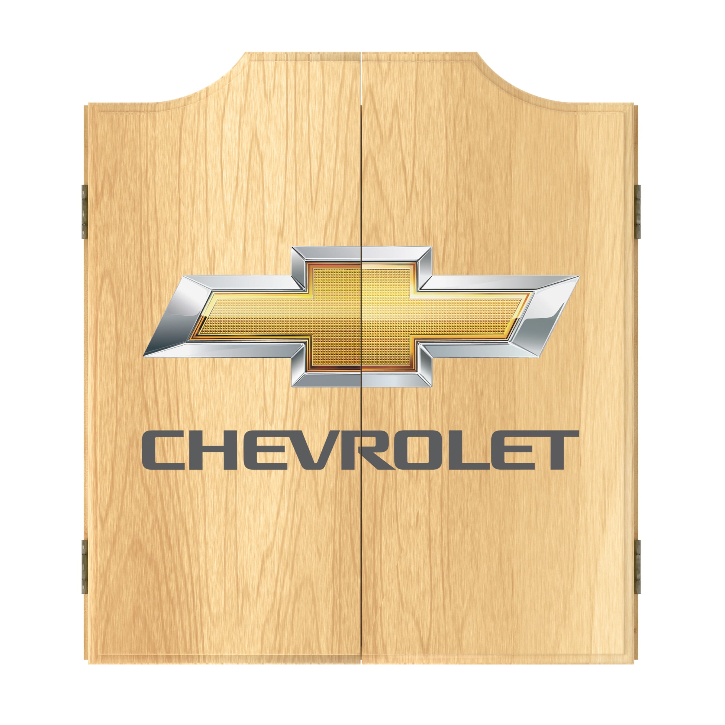 Chevrolet Logo Dart Board Cabinet Set with 6 Steel Tip Darts