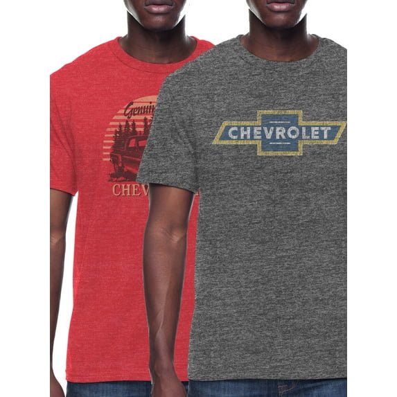 Chevrolet Men's & Big Men's Genuine Parts & Chevy Logo Graphic Tee Shirts, 2-Pack, Sizes S-3XL