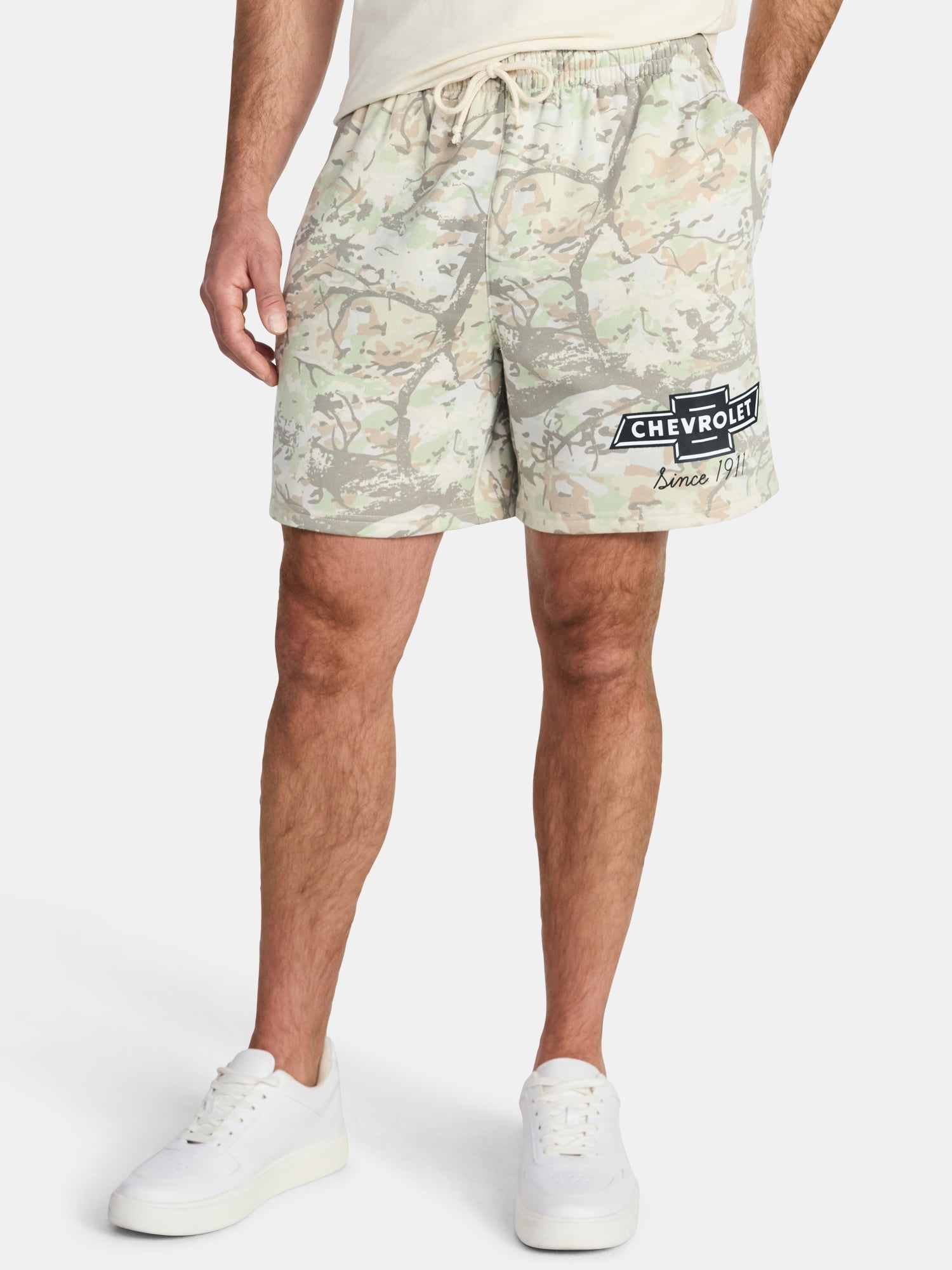 Chevrolet Men's and Big Men's Camo Fleece Jogger Shorts, Sizes S