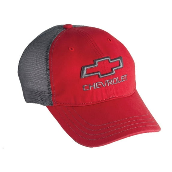 Chevrolet Open Bowtie Garment Washed Mesh Snapback Hat Red